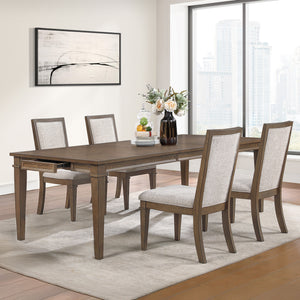 The Mariana 5-Piece Wood Dining Room Set in Vintage Mocha is the perfect combination of timeless charm, durability, and functionality. Expertly crafted from solid Rubberwood, premium manufactured woods, and authentic Acacia wood veneers, the set is built 