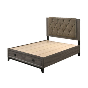 Avantika - Queen Bed - Fabric & Rustic Gray Oak
