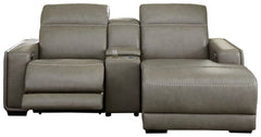 Truly putting high design into recline, this power reclining sectional with chaise proves that just because youâ€™re a recliner doesnâ€™t mean you have to look like one. Deceptively beautiful, its ultra clean-lined aesthetic is as cool and contemporary as
