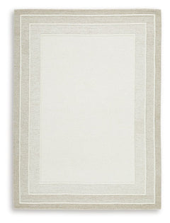 With its simple border design and soft, neutral color palette, this hand-tufted rug brings a touch of casual elegance to your abode. Its plush wool pile feels luxuriously soft underfootâ€”perfect for adding warmth and texture to your entertainment area, b