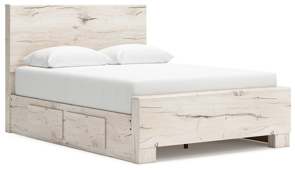 A fresh take on country living, this panel storage bed strikes the perfect balance between farmhouse and contemporary. Its rustic white finish and replicated reclaimed oak grain merge effortlessly with the hearty, clean-lined look we love today. Two stora