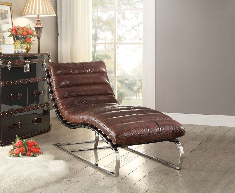 The Qortini contemporary chaise is made of strong, lightweight stainless steel, great for anyone to relax, sit on and read. With this chaise subtle curves and substantial presence if classic resort furniture it is a true delight. Versatile vintage dark br