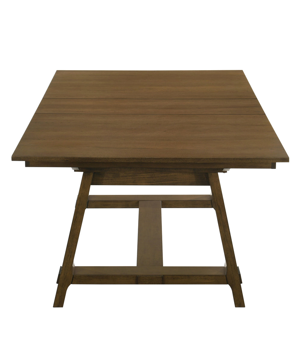 This dining group brings a blend of rustic charm and contemporary elegance to any dining space. Crafted from rich wood with a warm finish, it radiates an inviting feel thatâ€™s perfect for family gatherings and stylish entertaining. The sturdy table featu