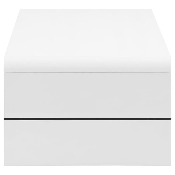 Airell - Rectangular Coffee Table With Shelf - White High Gloss