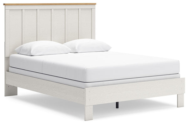 Create a serene countryside retreat with this queen bed. A two-tone design effortlessly adds farmhouse style, while the clean-lined panel headboard enhances its charming appeal. Looking for furniture that offers a peaceful escape from your daily routine? 