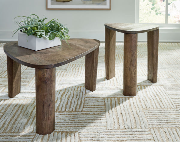  defining your living room with simply elegant style thatâ€™s equally as functional. Each table is made with naturally beautiful mango wood and further refined with a grayish brown finish. The coffee table is a pe
