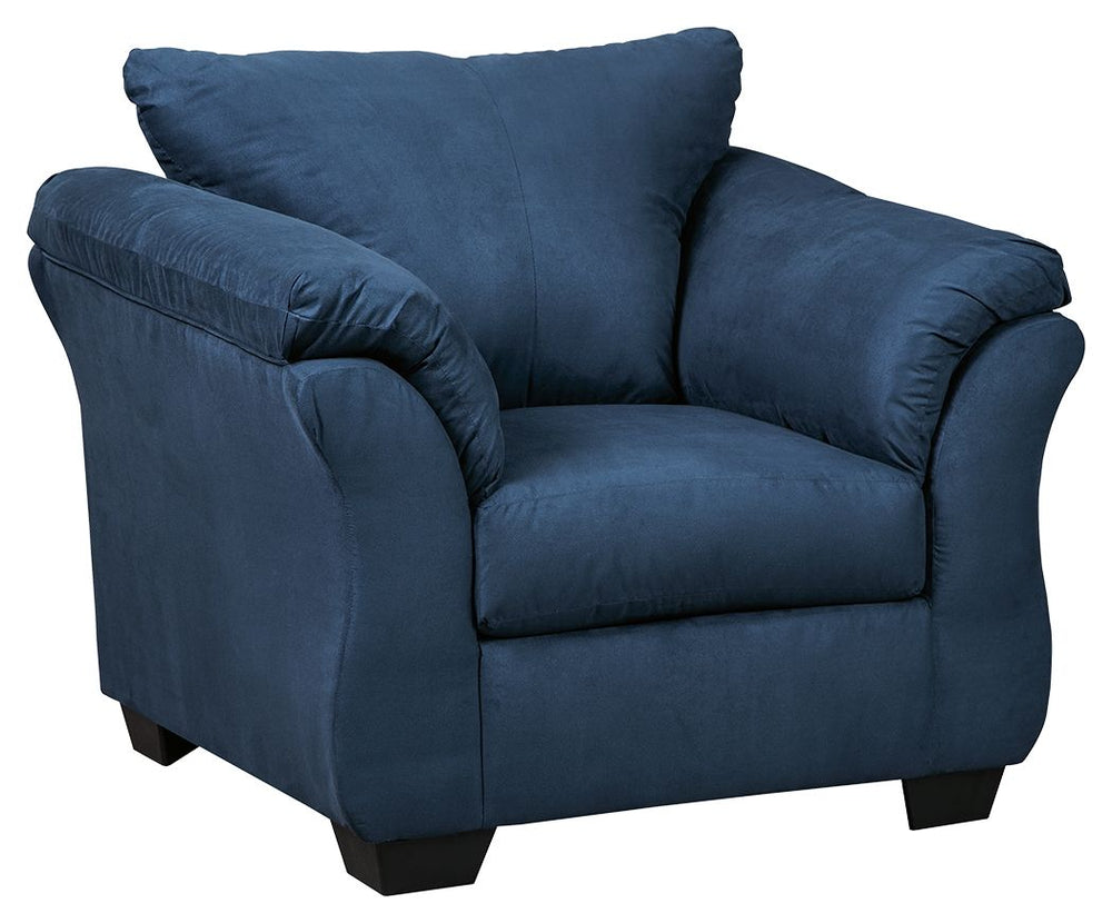 Talk about fine lines and great curves. Thatâ€™s the beauty of this standout chairâ€”made to suit your appreciation for simplicity and love of contemporary style. A striking flared frame, comfy pillow top armrests and an ultra-soft upholstery that holds u