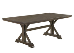 Bring rustic elegance to your dining space with this stunning farmhouse-inspired dining set, designed for both style and functionality. The beautifully crafted table features a robust trestle base, adding character and durability, while its rich wood fini
