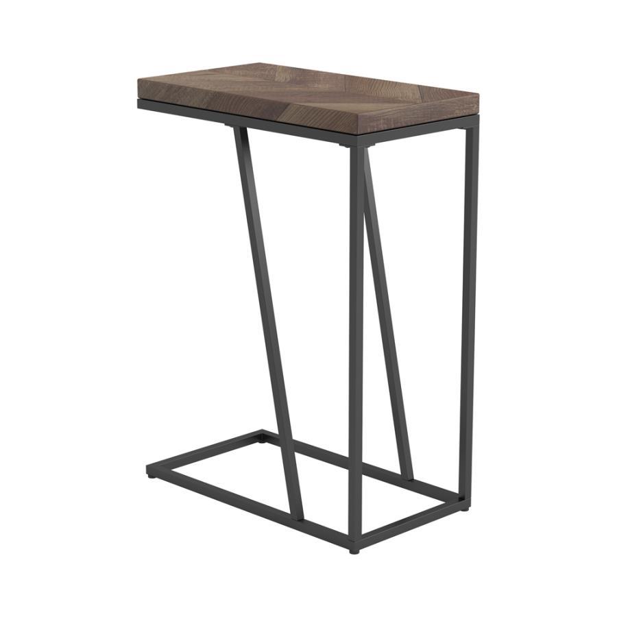 This versatile C-table seamlessly blends modern design with functional utility, ideal as a side table or chairside table. Featuring a wood-look top crafted from engineered wood with a scratch-resistant laminate veneer, it combines durability with style. T