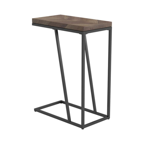 This versatile C-table seamlessly blends modern design with functional utility, ideal as a side table or chairside table. Featuring a wood-look top crafted from engineered wood with a scratch-resistant laminate veneer, it combines durability with style. T