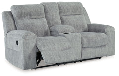 This budget-friendly reclining loveseat with console makes it so easy to stream a new series or nap for a good, long time. Sumptuous on-trend textured upholstery, plump cushioning and simple pull tab reclining make it the best seat in the house. A center 