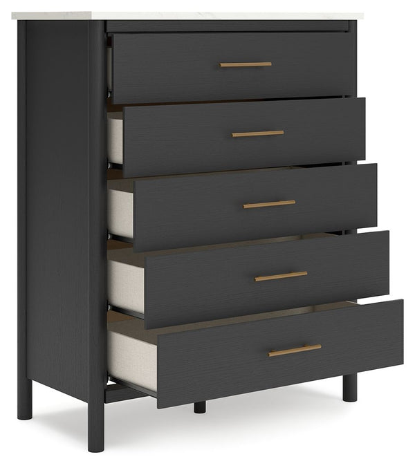 Cadmori - Black / White - Five Drawer Wide Chest