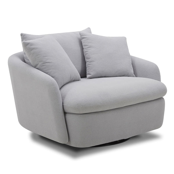  its generous proportions are ideal for snuggling and nestling deep for relaxation. Its rounded silhouette has low arms and is complemented by a back pillow and two comfort pillo