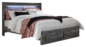Baystorm - Gray - King Panel Bed with 2 Storage Drawers