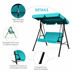 Brand New And High Quality<br>Outdoor Loveseat Swing Chair<br>Providing Two Comfortable Seats<br>With A Waterproof Top Canopy  Protecting You From Ultraviolet Ray And Drizzle<br>Black Steel Frame  Durable And Sturdy<br>With Seat And Back Cushion Add Comfo