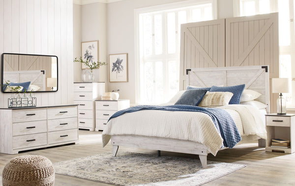 Shawburn - White / Black / Gray - Six Drawer Dresser