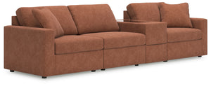 Looking cool and contemporary is great. But when it comes down to it, youâ€™re all about low-maintenance lounging. With the performance fabric on this sectional with console, cleaning spills is a breeze. Its customizable modular design caters to your ever
