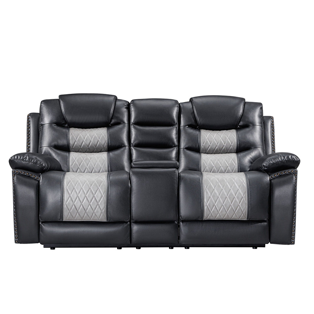 Experience the perfect blend of comfort and functionality with the Nikko Dual Recliner Storage Console Loveseat with Hidden Cupholders . This loveseat, constructed with hardwood and plywood frames, ensures long-lasting durability and stability. The combin