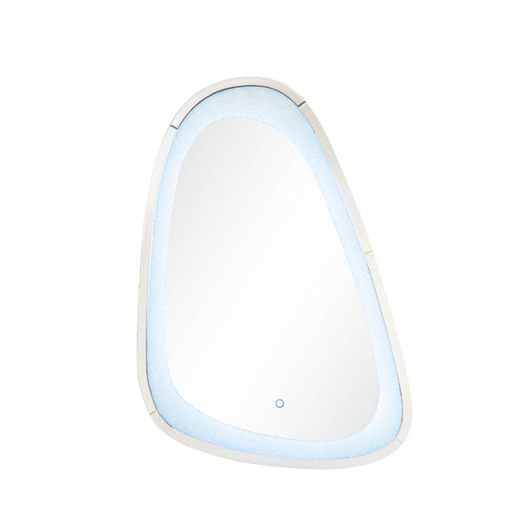 The Noralie mirror offers function and style to any modern setting. This abstract mirror features LED lighting that operates through touch control. Its frame crafted from durable engineered wood and features beveled mirrored border trim with faux diamonds