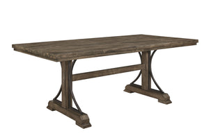  capturing the essence of reclaimed beauty. The intricate trestle base showcases fine craftsman