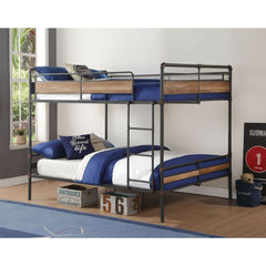 The Brantley collection features queen over queen bunk bed with metal tube frames. Queen size bed adds comfort with more spaces for your kids. Easy access guard rails make kids easy to climb up and down. Wood design rails are not only decoration for the w
