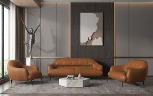  the Leonia collection is fitting for the modern home. The clean lines and slopped armrests make for a timeless collection. The plush backrest and seat cushions make lounging enjoyable for hours. The meta