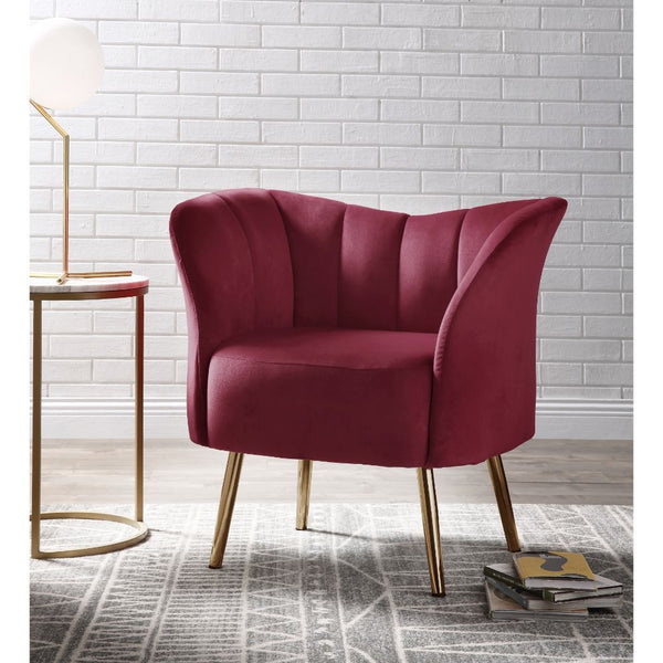 Reese Accent Chair - Burgundy Velvet & Gold