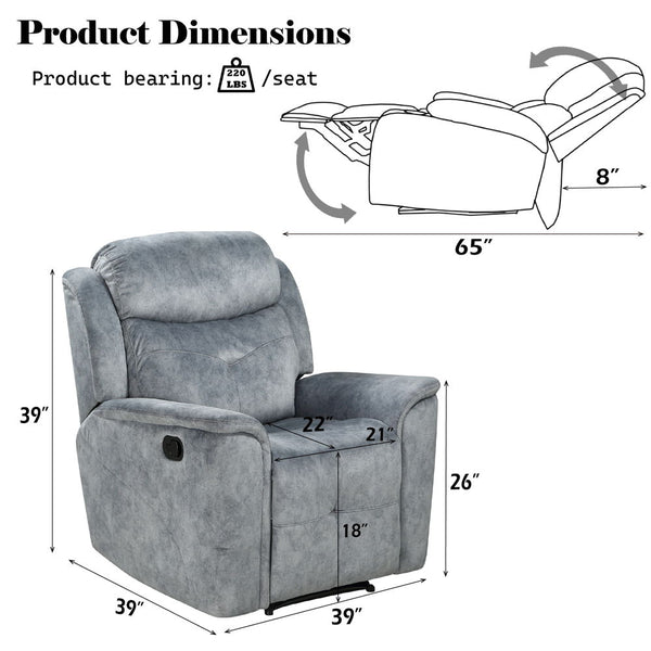 Mariana - Recliner - Silver Gray Fabric