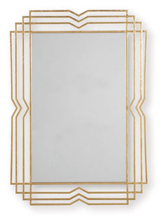 This eye-catching accent mirror elevates your home decor with its modern geometric design and glamorous gold foil finish. It-'s a stunning statement piece for an entryway, living room or bedroom, adding a touch of sophistication to brighten up your space.