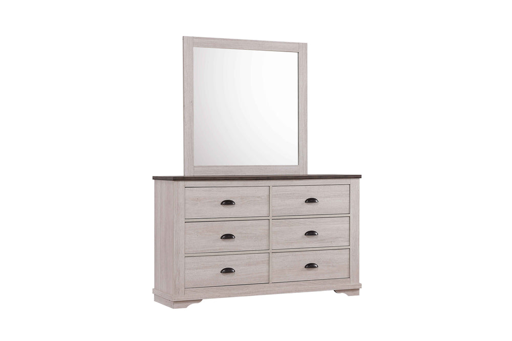 Step into a refreshing retreat with this bedroom collection that embodies a casual, coastal elegance. The centerpiece is a bed with a gently curved headboard, showcasing clean lines and a light, weathered finish that evokes a sense of beachside serenity. 