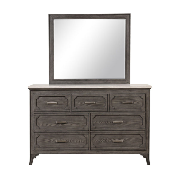 this mirror ensures enduring strength and durability. Its multi-step gray finish accentuates the innate beauty o