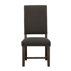  this side chair fits in seamlessly. Upholstered in sumptuous warm grey fabric. Characteristically armless for an easy getaway to the kitchen to check on your signa