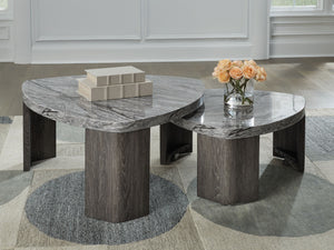  meet canâ€™t-miss function. This stacked coffee table pairs the look of faux gray marble with a weathered gray wood grain for a simply chic approach to monochromatic style. Make the most of your space with its cantilevered desi