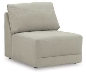 This armless chair is made with faux nubuck leather upholstery. Fully finished on all sides, it pairs with other items in the series to make a modular sectional.<br><br><b>Additional Dimensions</b><br><ul><li>Seat depth: 27-"</li><li>Seat height: 19-"</li