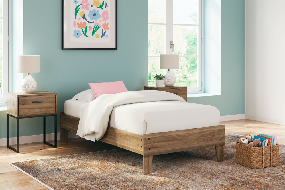 Is your bedroom in need of a refresh? And do you love mid-century modern design? Then this twin platform bed is calling your name. Simple lines and an industrial-chic vibe will seal the deal. Settle into its laid-back style, and plan to stay for a while.<