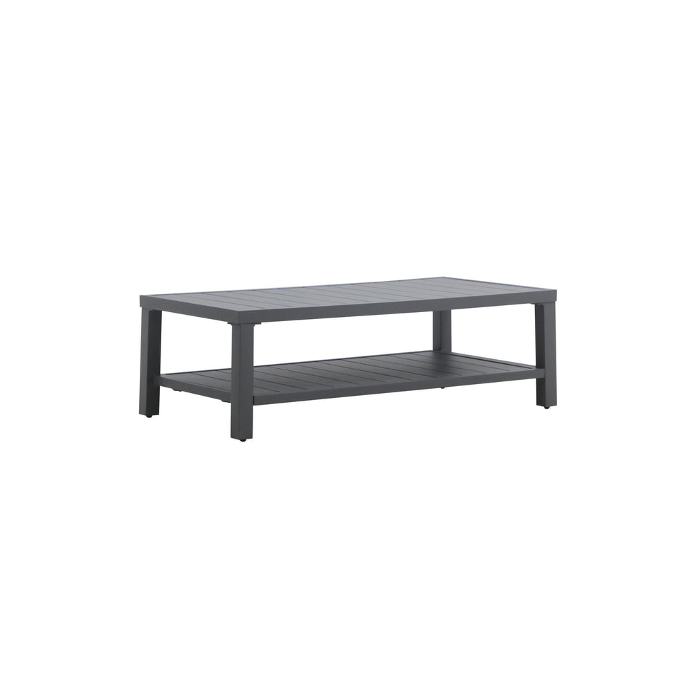 The Bungalow Patio Coffee Table combines durability and functionality for a seamless addition to your outdoor space. Constructed with a sturdy aluminum frame and protected by a baked-on powder coat, this table offers superior scratch resistance and long-l