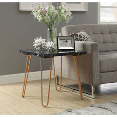 KD, Square End Table â€¢ No Storage: (Open Base) â€¢ Marble Top: Real Marble, Ply, Top Size: 1 Inch Thick (32mm), (Fixed Top/No Apron) â€¢ Metal Geometric Leg: Metal Tube<br/><br/><b>Product Features</b><ul><li>Occasional Table</li><li>NO Storage</li><li>