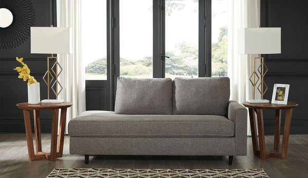  this right-arm facing chaise is as retro chic as it is fashion forward. Loaded with multi-tonal interest