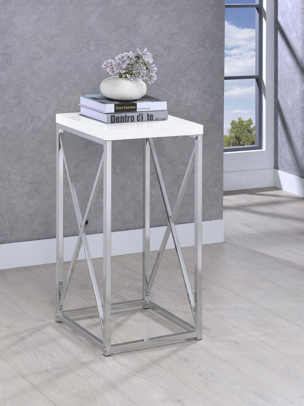  the base is constructed of sleek lines in a bright