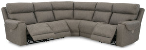 Starbot - Fossil - Zero Wall Power Recliner 5 Pc Sectional