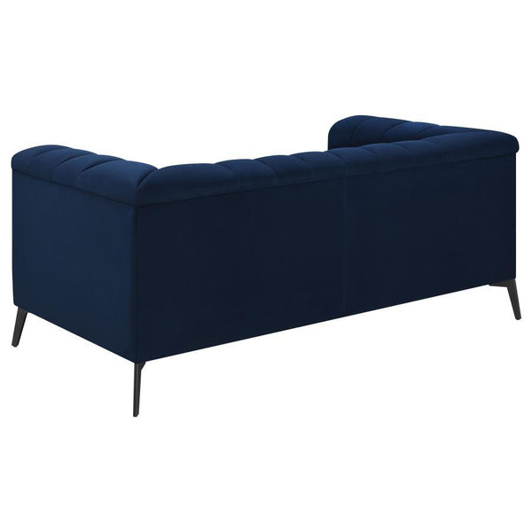 Chalet - 3 Piece Upholstered Tuxedo Arm Tufted Sofa Set - Blue