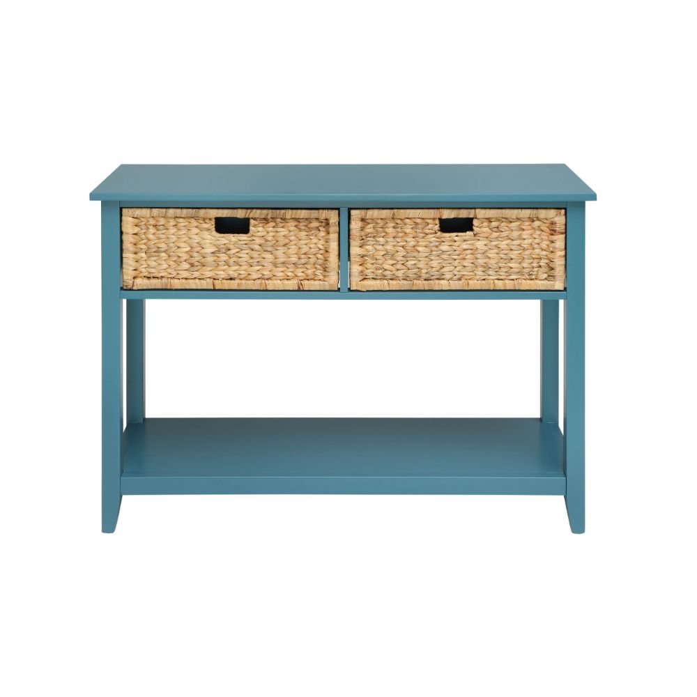 A stylish look for any room in your home, the Flavius console is an easy addition. The console has a nice, neutral finish and comes complete with two baskets like drawers. The drawers help to tame the clutter, while the bottom shelf helps provide addition
