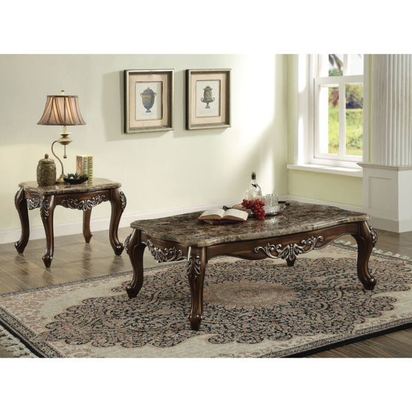 KD, Rectangular Leg Coffee Table (No Storage) â€¢ Scalloped Marble Top: Real Marble & MDF â€¢ Wooden Apron with Hand-Brushed Motifs: Poplar Wood â€¢ Wooden Queen Anne Legs: Poplar Wood â€¢<br/><br/><b>Product Features</b><ul><li>Rectangular Leg Coffee Tab