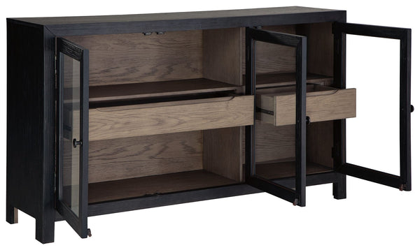 Lenston - Black / Gray - Accent Cabinet with 3 Doors