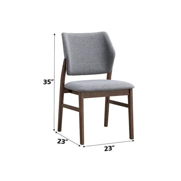 Sarha - Side Chair (Set of 2) - Light Gray Fabric & Walnut Finish