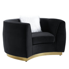 Let glamorous vintage style take the spotlight with the Achelle oversized sofa. Introduce a sumptuous seating experience with a gracefully curved form and SOFT, black velvet upholstery for an irresistible focal point to any living room or other seating ar