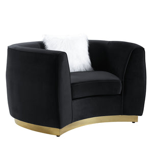Let glamorous vintage style take the spotlight with the Achelle oversized sofa. Introduce a sumptuous seating experience with a gracefully curved form and SOFT, black velvet upholstery for an irresistible focal point to any living room or other seating ar