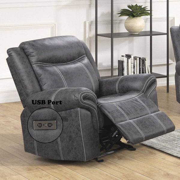 Zubaida - Power Motion Glider Recliner - Dark Gray Polish Microfiber