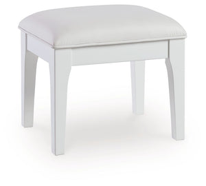 Transform your bedroom with this chic vanity stool. A bright white lacquer finish and sumptuous upholstery give this inviting seat a look all its own, adding a touch of understated glamour to your sophisticated sanctuary.<br/><br/><b>Product Features</b><
