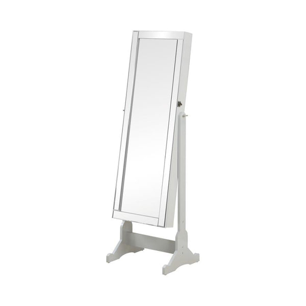 This impressive jewelry Cheval mirror is more than just a pretty face. At almost five feet tall, this tilting mirror has enough mirror space to ensure that you can check your outfit from head to toe. It opens up to storage space consisting of three lower 